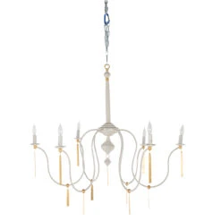 Tracy Chandelier, Textured White/Vintage Gold