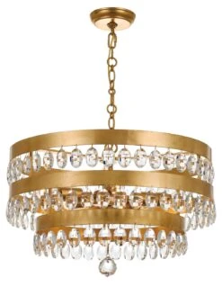Perla 5-Light Chandelier, Antiqued Gold -Lighting Promotion Store Product 633779033193 Image 3