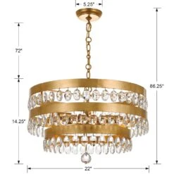 Perla 5-Light Chandelier, Antiqued Gold -Lighting Promotion Store Product 633779033193 Image 6