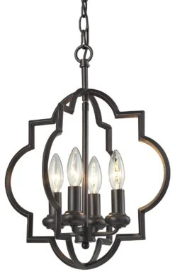 4-Light Quatrefoil Pendant, Bronze