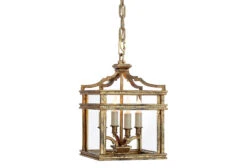 Mykonos 4-Bulb Mini Lantern, Gilded Iron