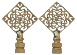 Brass Filigree Lamp Finials - A Pair