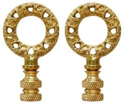 Brass Wreath Lamp Finials - A Pair