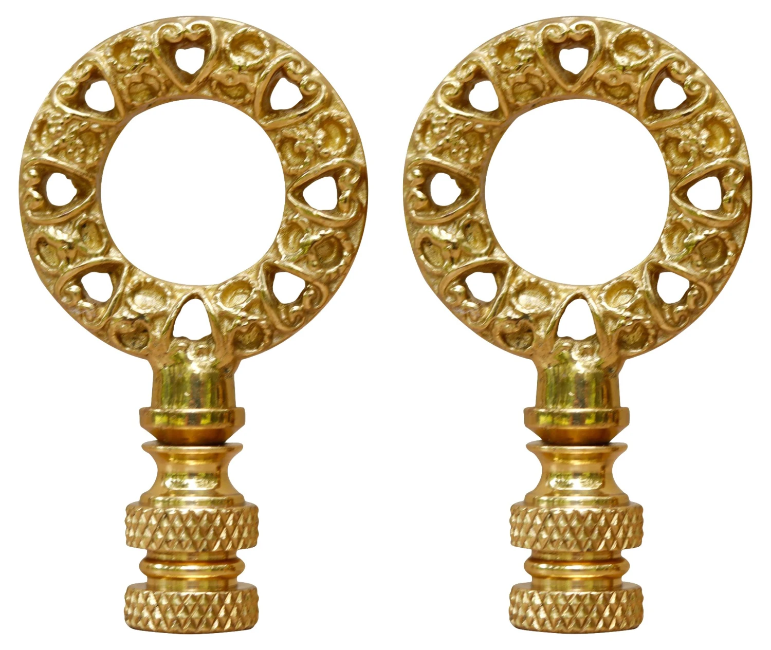 Brass Wreath Lamp Finials - A Pair