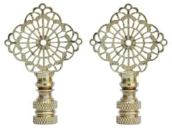 Brass Filigree Lamp Finials, Pair
