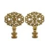 Oval Brass Filigree Lamp Finials, Pair