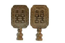 Double Happiness Lamp Finials - A Pair