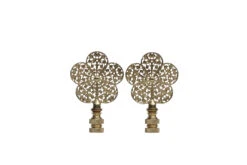 Brass Flower Filigree Lamp Finials, Pair