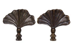 Antiqued Brass Shell Lamp Finials, Pair