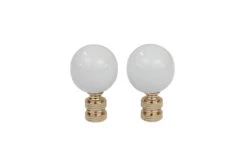 White Porcelain Ball Lamp Finials, Pair