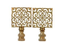 Brass Filgree Lamp Finials - A Pair