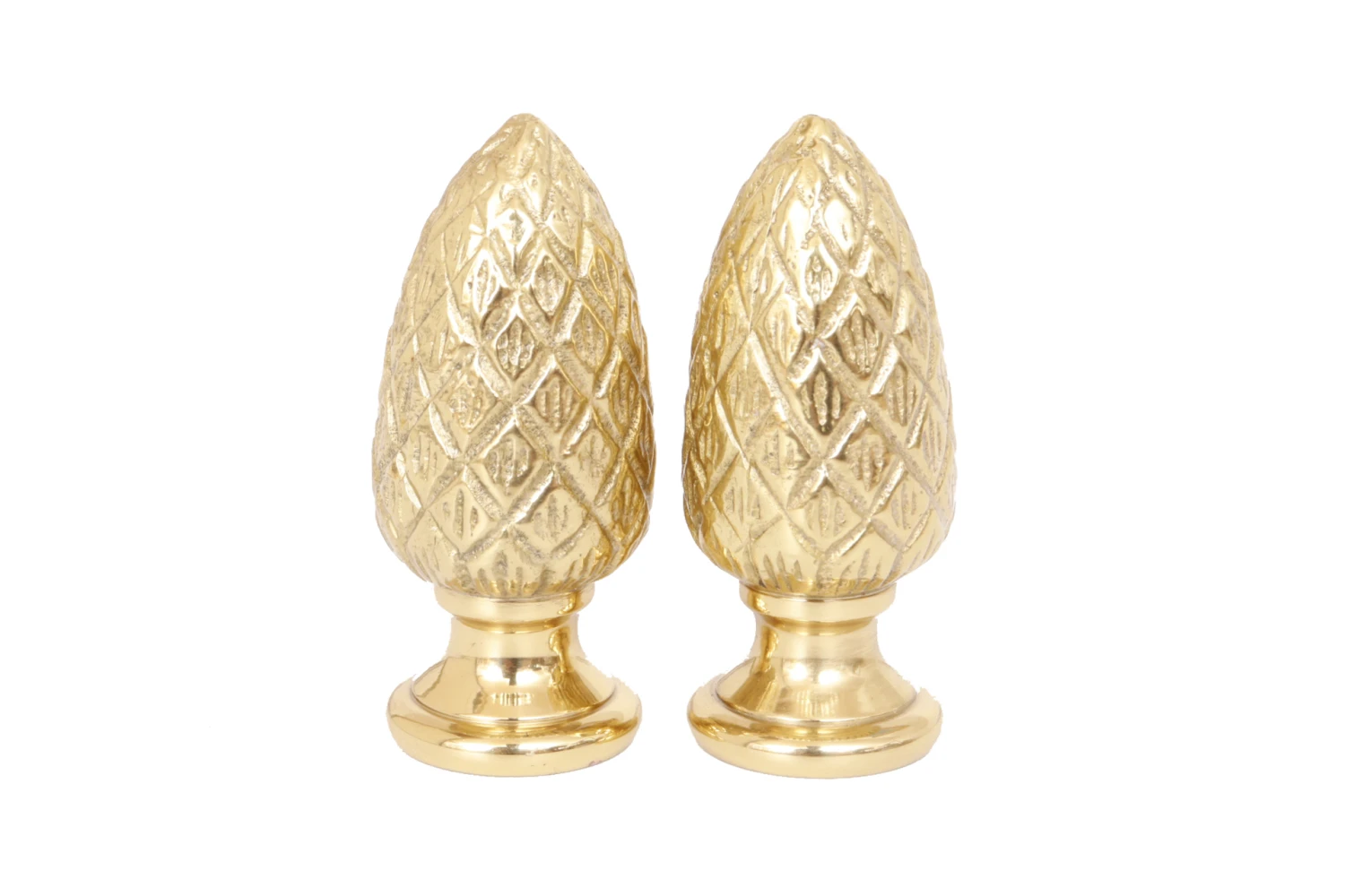 Brass Pine Cone Lamp Finials - A Pair