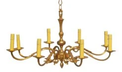 Large Vintage French 8-Arm Chandelier